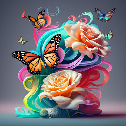 Colorful Butterfly - Full Round Drill Diamond Painting 30*30CM