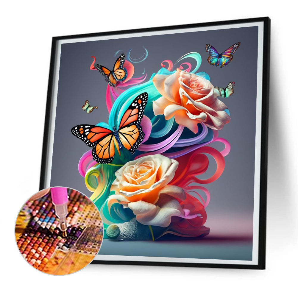 Colorful Butterfly - Full Round Drill Diamond Painting 30*30CM