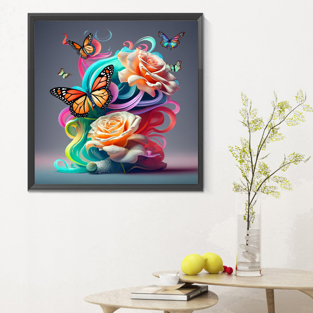 Colorful Butterfly - Full Round Drill Diamond Painting 30*30CM