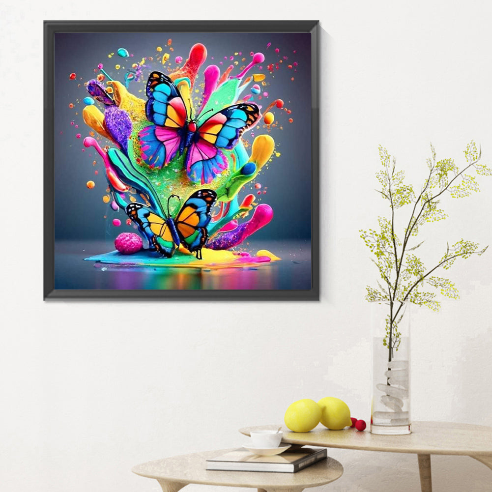 Colorful Butterfly - Full Round Drill Diamond Painting 30*30CM