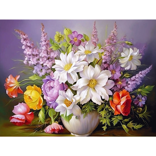 Bouquet Of Flowers Blooming On The Table - Full Round Drill Diamond Painting 40*30CM