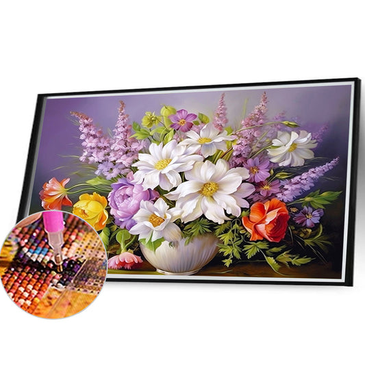 Bouquet Of Flowers Blooming On The Table - Full Round Drill Diamond Painting 40*30CM