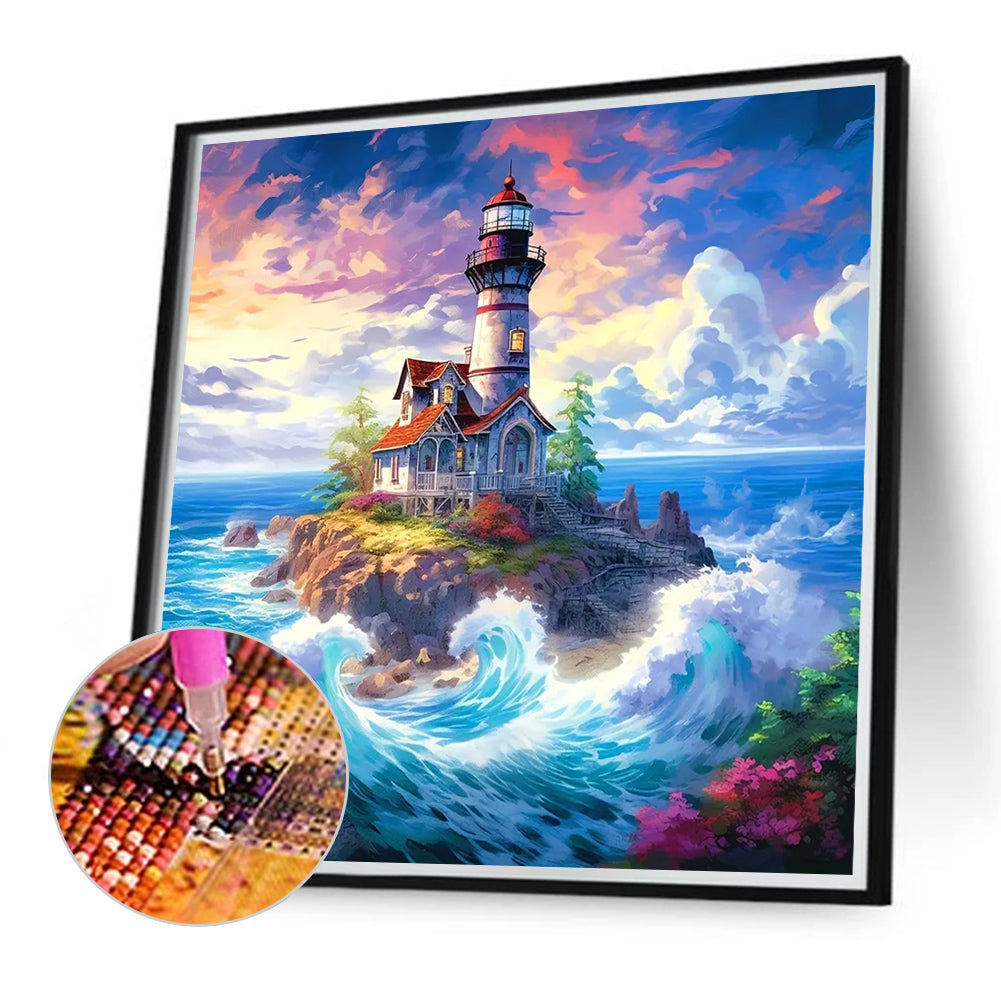 Sea Lighthouse - Full Round Drill Diamond Painting 40*40CM