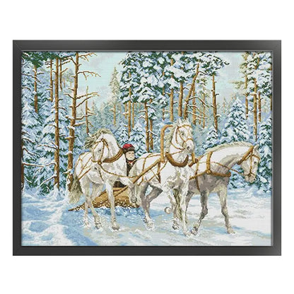 Snowmobile - 14CT Stamped Cross Stitch 65*52CM(Joy Sunday)