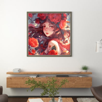 Rose Girl - 14CT Stamped Cross Stitch 50*50CM