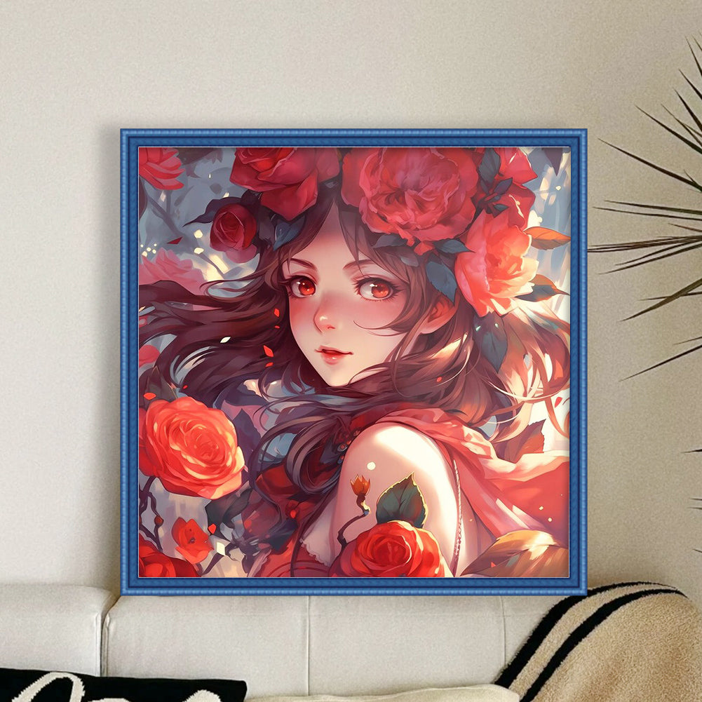 Rose Girl - 14CT Stamped Cross Stitch 50*50CM