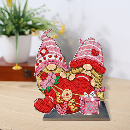 Wooden Diamond Painting Desktop Decor for Office Decor (Valentines Day Gnome)