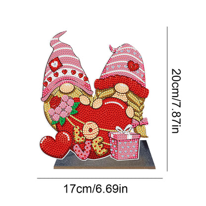 Wooden Diamond Painting Desktop Decor for Office Decor (Valentines Day Gnome)