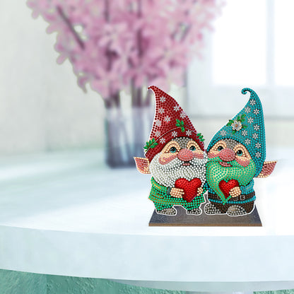 Wooden Diamond Painting Desktop Decor for Office Decor (Valentines Day Gnome)