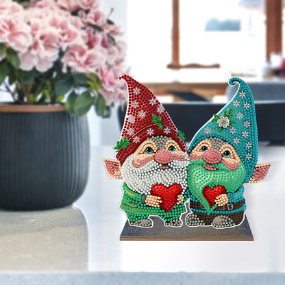 Wooden Diamond Painting Desktop Decor for Office Decor (Valentines Day Gnome)