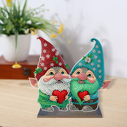 Wooden Diamond Painting Desktop Decor for Office Decor (Valentines Day Gnome)