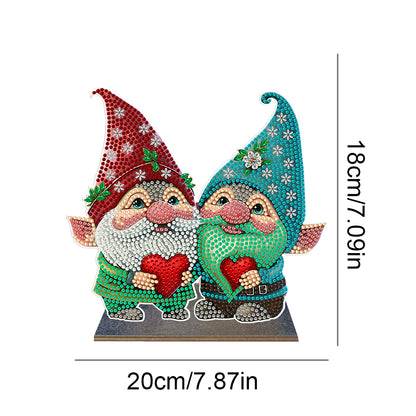 Wooden Diamond Painting Desktop Decor for Office Decor (Valentines Day Gnome)