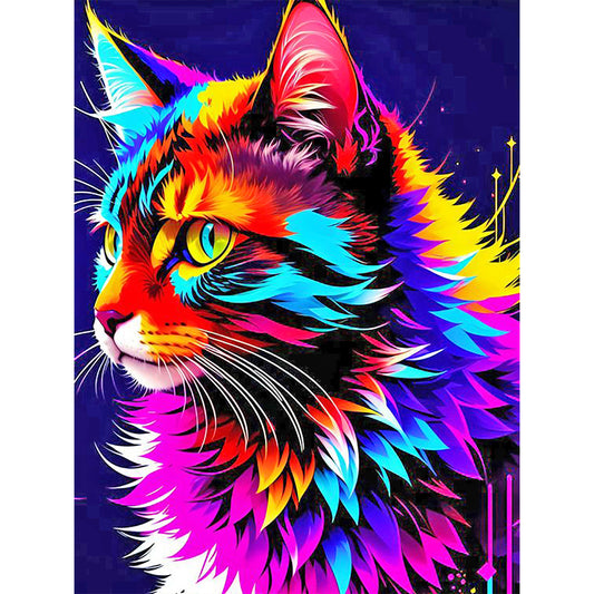 Color Cat Portrait - Full Round Drill Diamond Painting 30*40CM