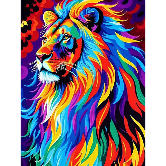 Colorful Lion Portrait - Full Round Drill Diamond Painting 30*40CM
