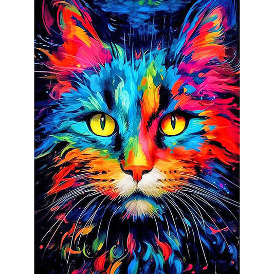 Color Cat Portrait - Full Round Drill Diamond Painting 30*40CM