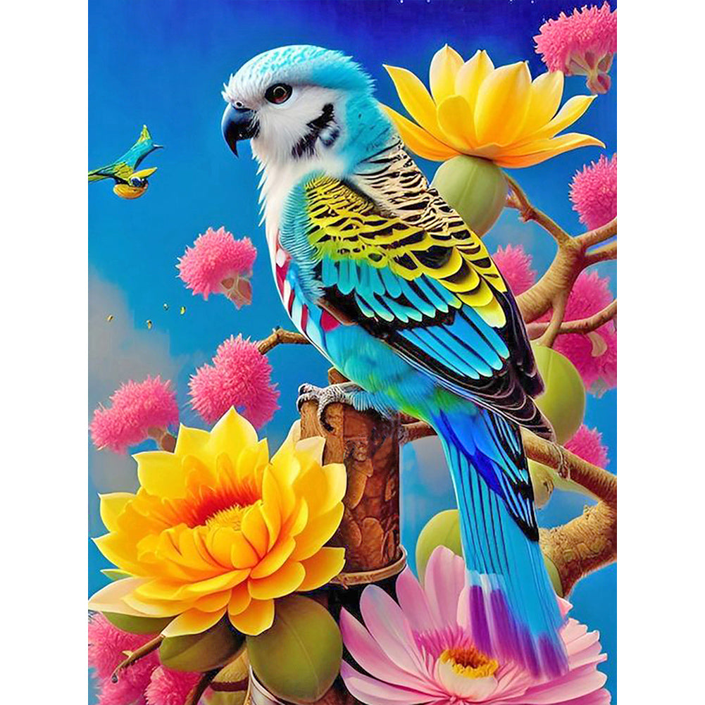 Parrot On Flower Branch - Full Round Drill Diamond Painting 30*40CM