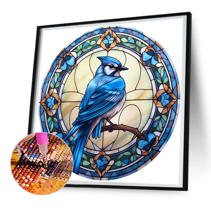 Blue Jay Glass Painting - Full Round Drill Diamond Painting 30*30CM