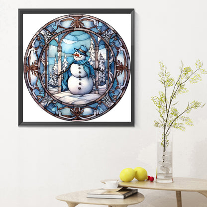 Snowman Glass Painting - Full Round Drill Diamond Painting 30*30CM