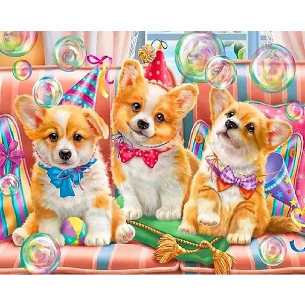 Puppy Party - Full Square Drill Diamond Painting 50*40CM