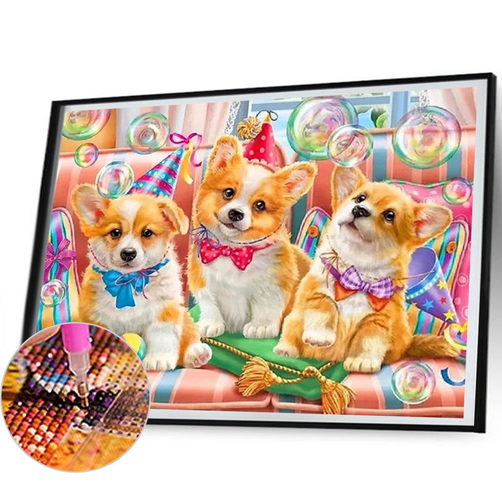 Puppy Party - Full Square Drill Diamond Painting 50*40CM