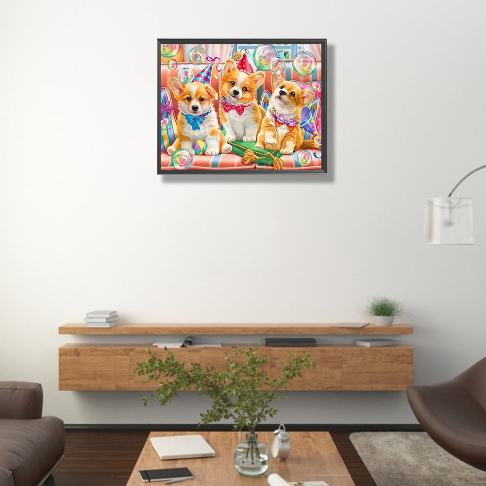 Puppy Party - Full Square Drill Diamond Painting 50*40CM