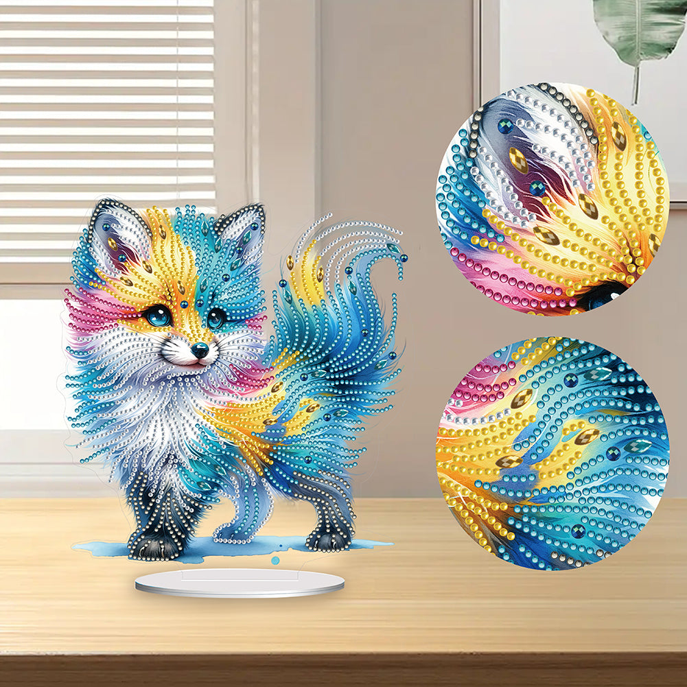 Acrylic Colourful Fox Diamond Painting Desktop Decorations for Home Office Decor