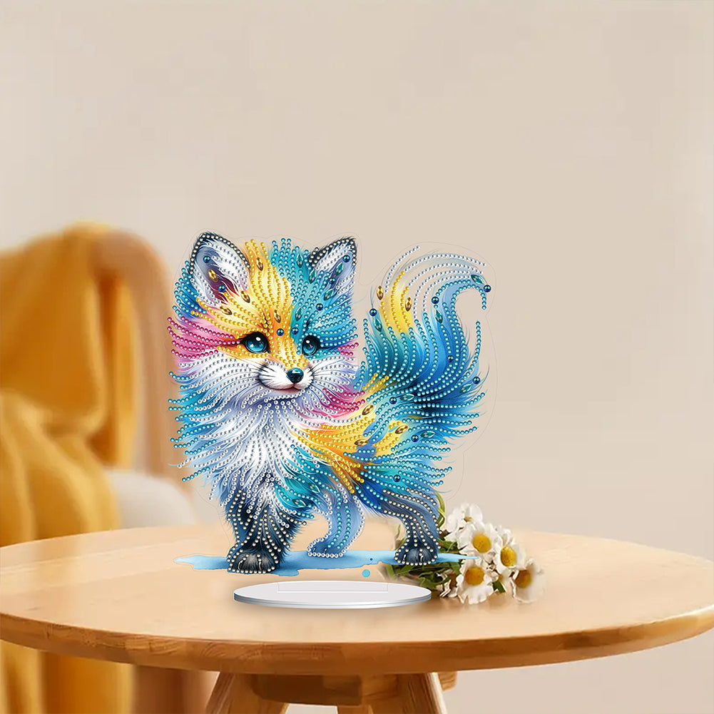 Acrylic Colourful Fox Diamond Painting Desktop Decorations for Home Office Decor