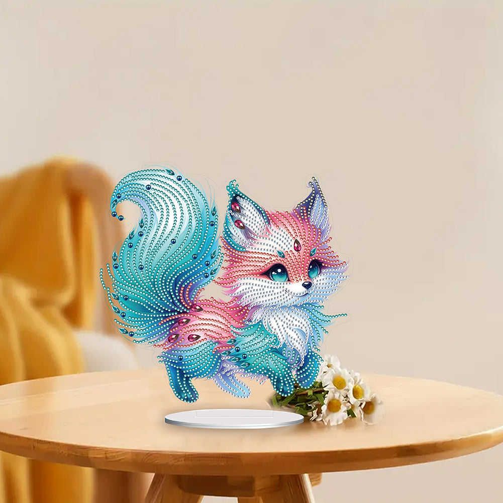 Acrylic Colourful Fox Diamond Painting Desktop Decorations for Home Office Decor