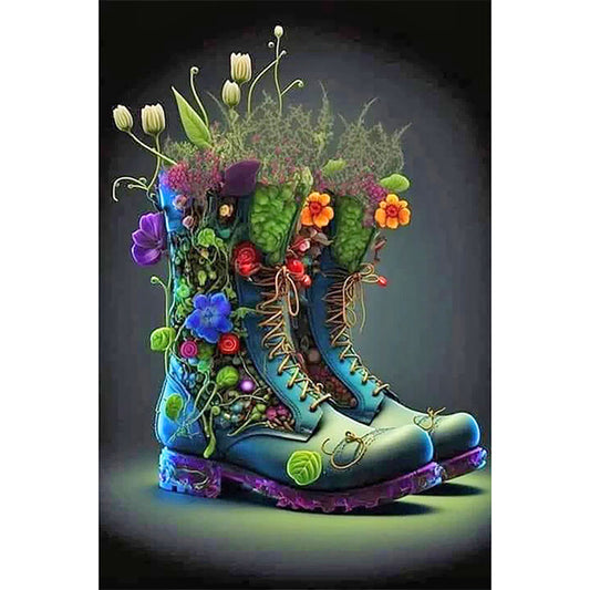 Flowers And Boots - Full Round Drill Diamond Painting 40*60CM