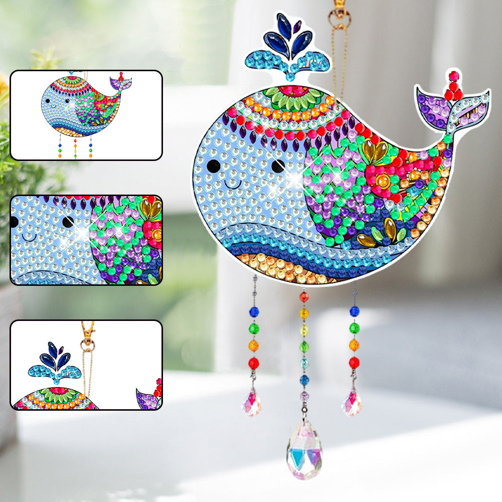 Suncatcher Double Sided Crystal Painting Ornaments for Windows Decor (Dolphin)