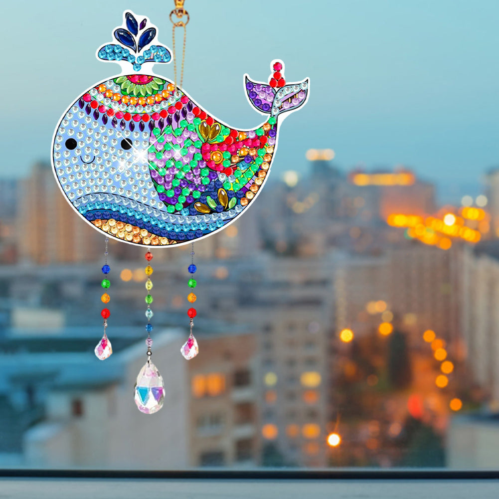 Suncatcher Double Sided Crystal Painting Ornaments for Windows Decor (Dolphin)