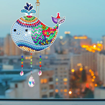 Suncatcher Double Sided Crystal Painting Ornaments for Windows Decor (Dolphin)