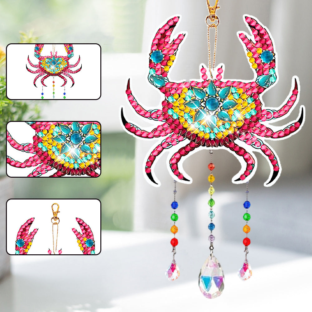 Suncatcher Double Sided Crystal Painting Ornaments for Windows Decor (Crab)