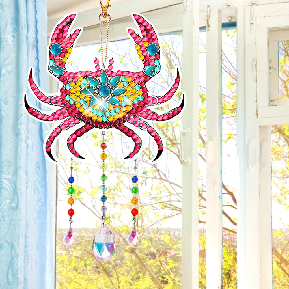 Suncatcher Double Sided Crystal Painting Ornaments for Windows Decor (Crab)