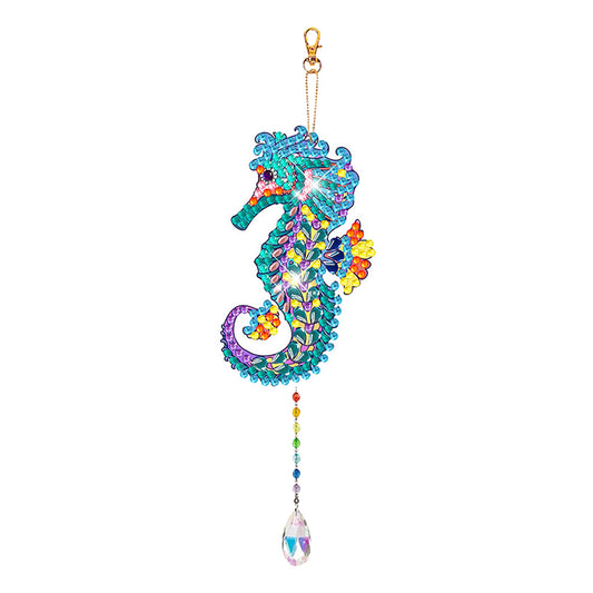 Suncatcher Double Sided Crystal Painting Ornaments for Windows Decor (Seahorse)