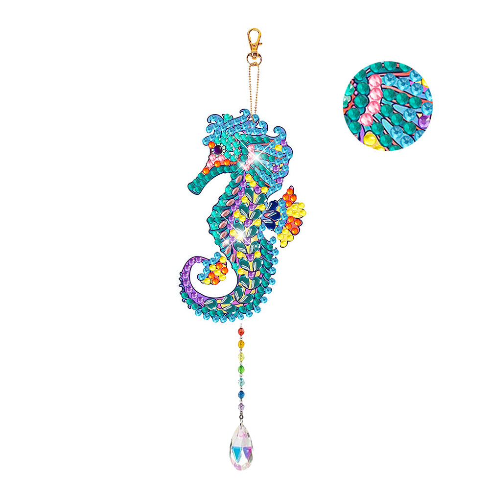 Suncatcher Double Sided Crystal Painting Ornaments for Windows Decor (Seahorse)