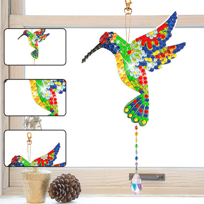 Suncatcher Double Sided Crystal Painting Ornaments for Window Decor(Hummingbird)