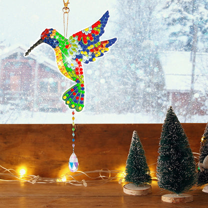 Suncatcher Double Sided Crystal Painting Ornaments for Window Decor(Hummingbird)