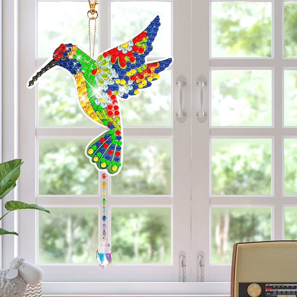 Suncatcher Double Sided Crystal Painting Ornaments for Window Decor(Hummingbird)