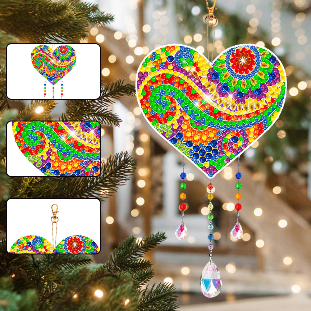 Suncatcher Double Sided Crystal Painting Ornament for Window Decor(Love Mandala)