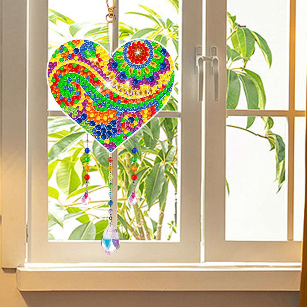 Suncatcher Double Sided Crystal Painting Ornament for Window Decor(Love Mandala)