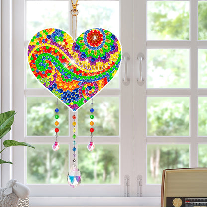 Suncatcher Double Sided Crystal Painting Ornament for Window Decor(Love Mandala)