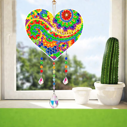 Suncatcher Double Sided Crystal Painting Ornament for Window Decor(Love Mandala)