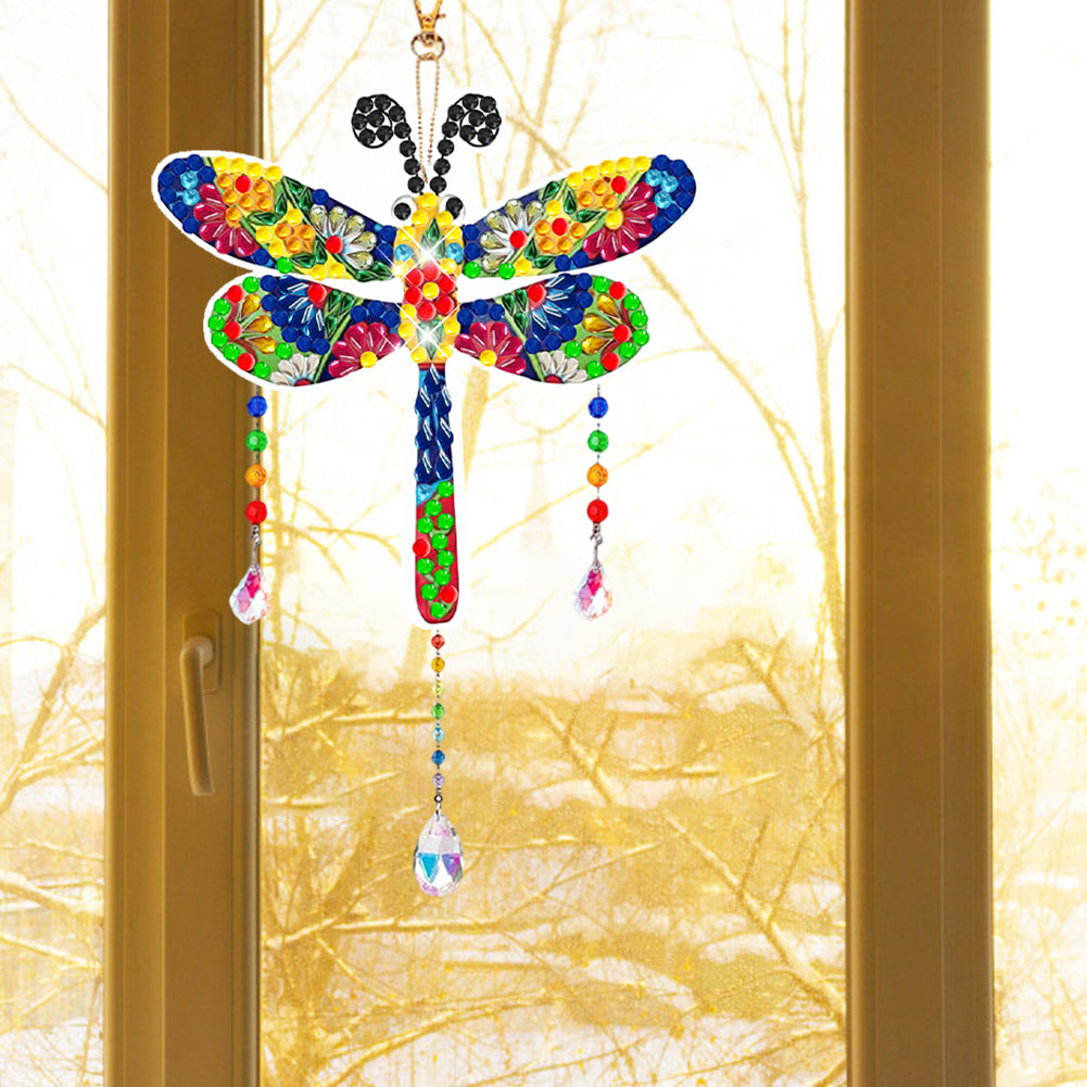 Suncatcher Double Sided Crystal Painting Ornaments for Windows Decor (Dragonfly)