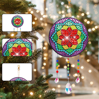 Suncatcher Double Sided Crystal Painting Ornament for Window Decor(Petal Flower)