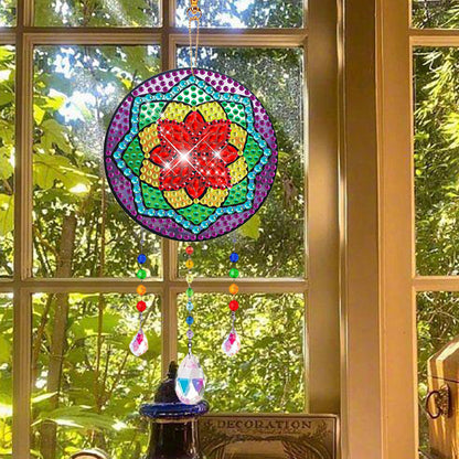 Suncatcher Double Sided Crystal Painting Ornament for Window Decor(Petal Flower)