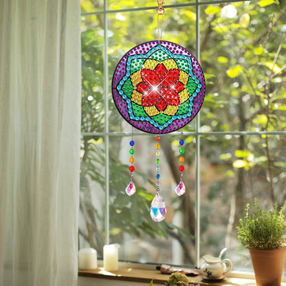 Suncatcher Double Sided Crystal Painting Ornament for Window Decor(Petal Flower)