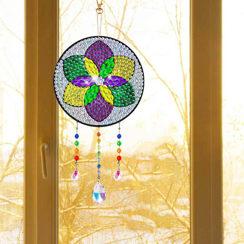 Suncatcher Double Sided Crystal Painting Ornament Windows Decor(Tricolor Flower)