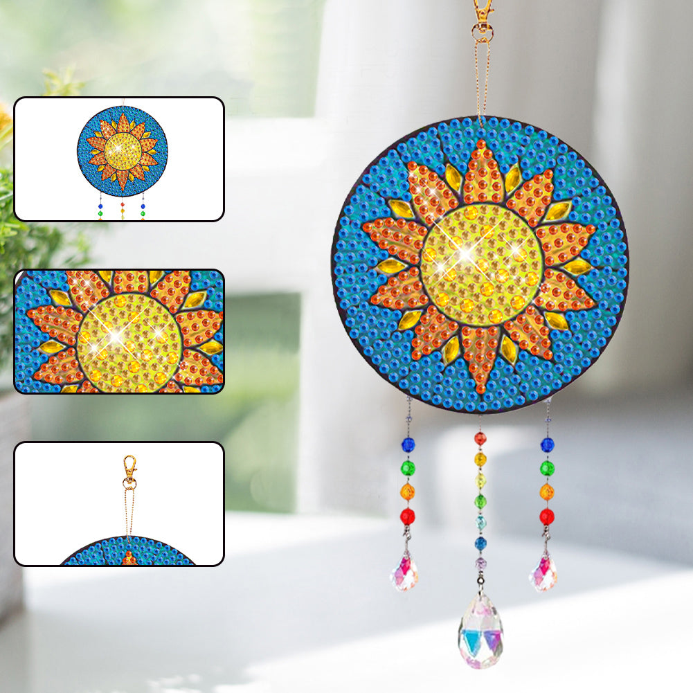 Suncatcher Double Sided Crystal Painting Ornaments for Windows Decor (Gerbera)