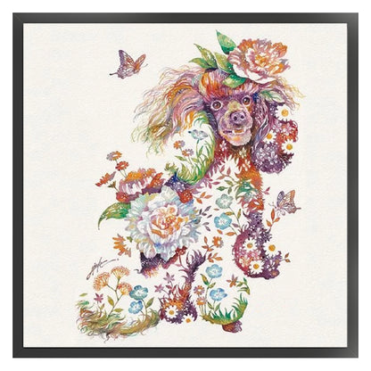 Flowers And Animals-Dog - 11CT Stamped Cross Stitch 45*45CM